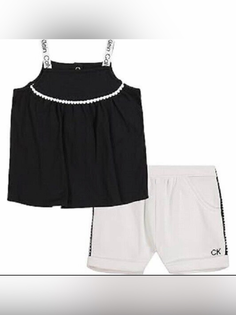 Calvin Klein Baby Girls 2-Piece Tank Top & Shorts Set Deep Black/White Size 12M